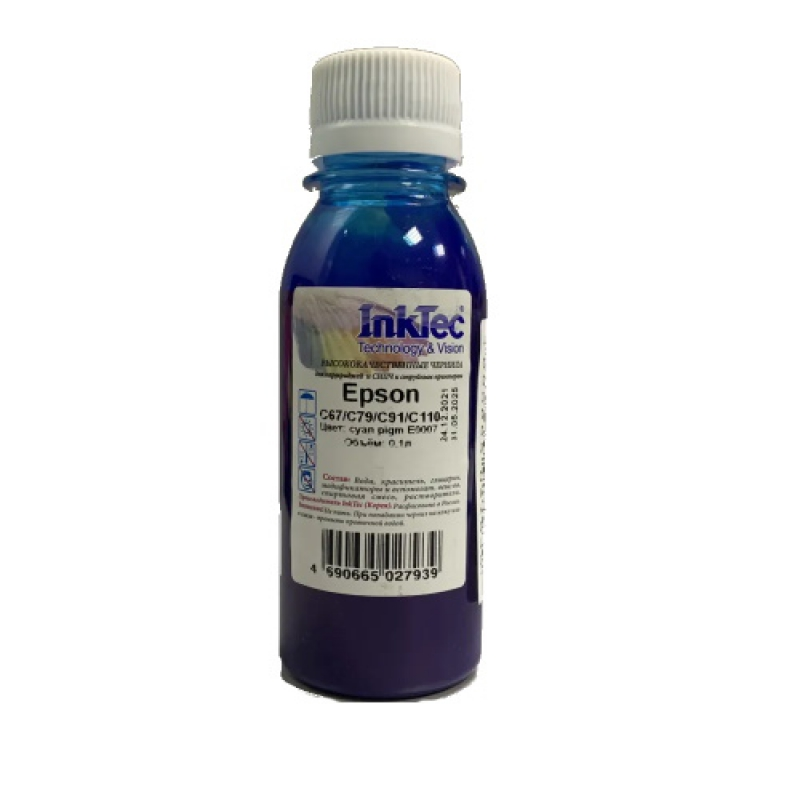 Чернила InkTec (E0007) для Epson C67/C79/C91/C110, Пигментные, C, 0,1 л.