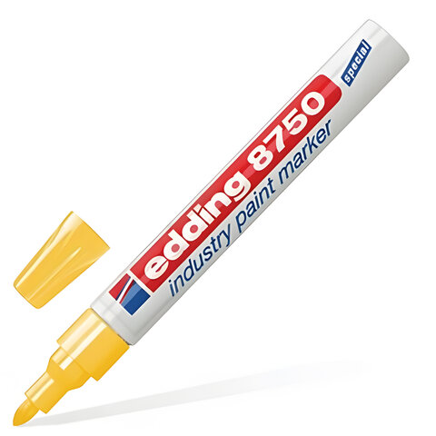 Маркер-краска лаковый paint marker EDDING 8750, ЖЕЛТЫЙ, 2-4 мм, круглый наконечник, алюминиевый корпус, Е-8750/5