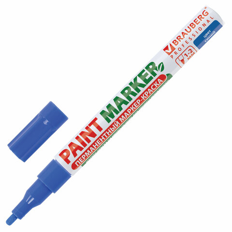 Маркер-краска лаковый paint marker 2 мм, СИНИЙ, БЕЗ КСИЛОЛА без запаха, алюминий, BRAUBERG PROFESSIONAL, 150864