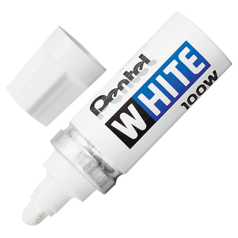 Маркер-краска лаковый PENTEL Япония WHITE, 6,5 мм, БЕЛЫЙ, алюминиевый корпус, длина письма 1200 м, X100W