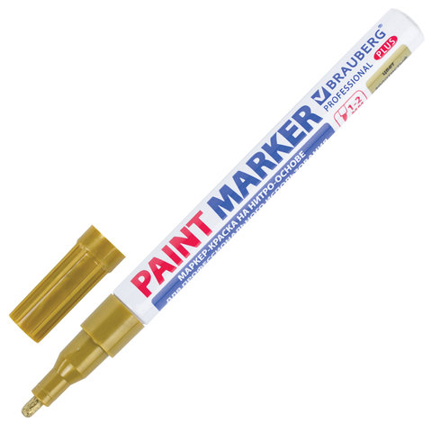 Маркер-краска лаковый paint marker 2 мм, ЗОЛОТОЙ, НИТРО-ОСНОВА, алюминиевый корпус, BRAUBERG PROFESSIONAL PLUS, 151443