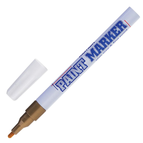 Маркер-краска лаковый paint marker MUNHWA Slim, 2 мм, ЗОЛОТОЙ, нитро-основа, алюминиевый корпус, SPM-07