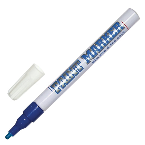 Маркер-краска лаковый paint marker MUNHWA Slim, 2 мм, СИНИЙ, нитро-основа, алюминиевый корпус, SPM-02