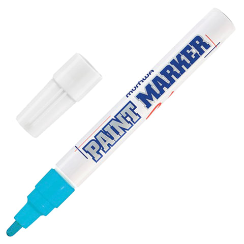 Маркер-краска лаковый paint marker MUNHWA, 4 мм, ГОЛУБОЙ, нитро-основа, алюминиевый корпус, PM-12