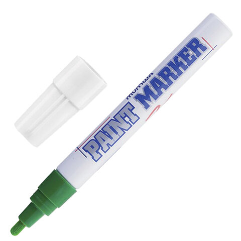 Маркер-краска лаковый paint marker MUNHWA, 4 мм, ЗЕЛЕНЫЙ, нитро-основа, алюминиевый корпус, PM-04