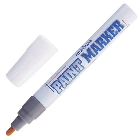 Маркер-краска лаковый paint marker MUNHWA, 4 мм, СЕРЕБРЯНЫЙ, нитро-основа, алюминиевый корпус, PM-06