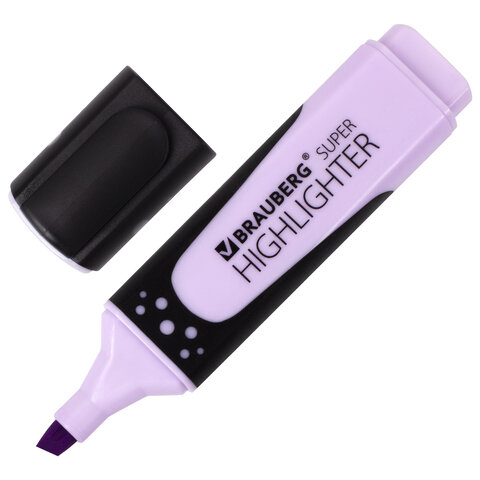 Текстовыделитель BRAUBERG SUPER PASTEL, ЛАВАНДОВЫЙ, прорезиненный корпус, линия 1-5 мм, 151751