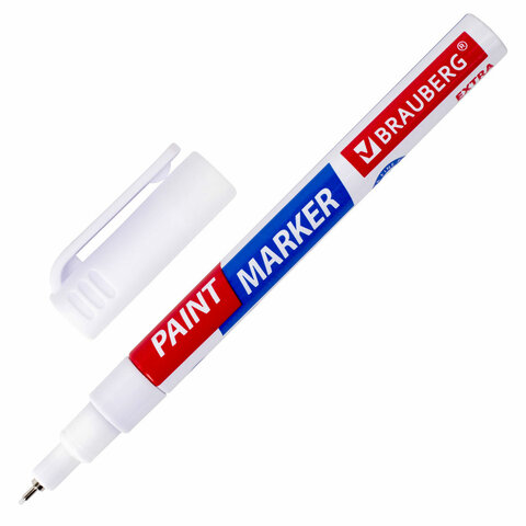 Маркер-краска лаковый EXTRA paint marker 1 мм, БЕЛЫЙ, УСИЛЕННАЯ НИТРО-ОСНОВА, BRAUBERG, 151959