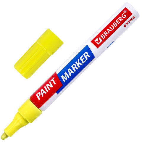 Маркер-краска лаковый EXTRA (paint marker) 4 мм, ЖЕЛТЫЙ, УСИЛЕННАЯ НИТРО-ОСНОВА, BRAUBERG, 151984 Маркер-краска лаковый EXTRA (paint marker) 4 мм, ЖЕЛТЫЙ, УСИЛЕННАЯ НИТРО-ОСНОВА, BRAUBERG, 151984