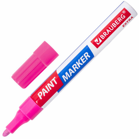 Маркер-краска лаковый EXTRA (paint marker) 4 мм, РОЗОВЫЙ, УСИЛЕННАЯ НИТРО-ОСНОВА, BRAUBERG, 151986 Маркер-краска лаковый EXTRA (paint marker) 4 мм, РОЗОВЫЙ, УСИЛЕННАЯ НИТРО-ОСНОВА, BRAUBERG, 151986