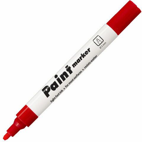 Маркер-краска лаковый paint marker КРАСНЫЙ CENTROPEN, скошенный наконечник, 1-5 мм, 9100, 5 9100 9904