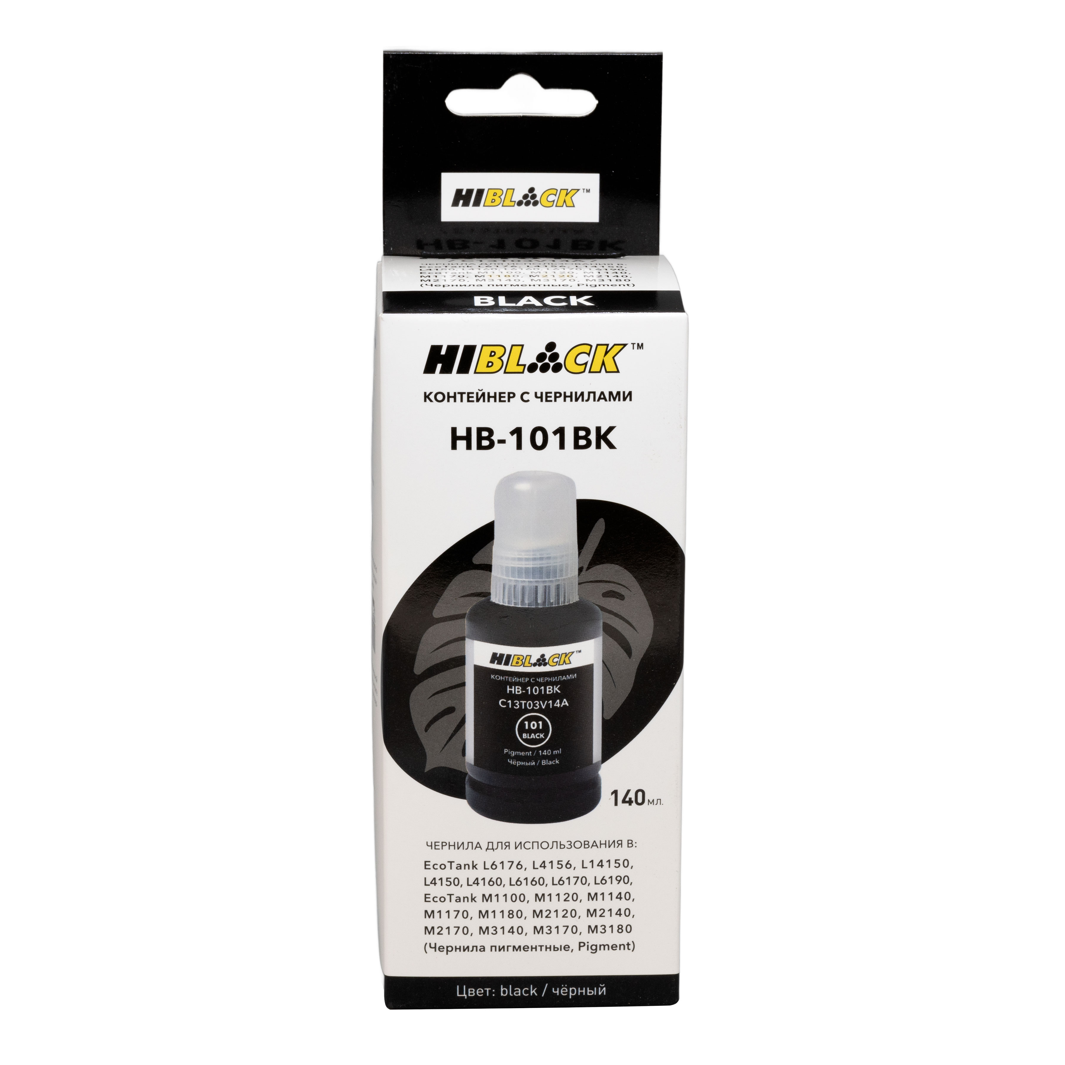 Контейнер с чернилами Hi-Black HB-E101 для Epson EcoTank L4150/4160, BK pigm, 140ml