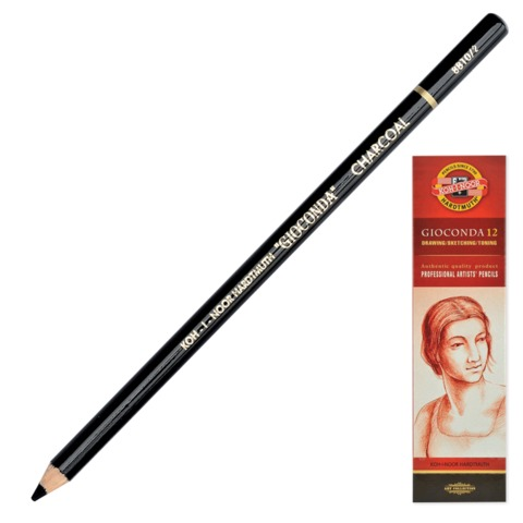 Карандаш угольный KOH-I-NOOR, 1 шт., Gioconda, корпус черный, средняя твердость, 3,8 мм, 8810002001KS Карандаш угольный KOH-I-NOOR, 1 шт., Gioconda, корпус черный, средняя твердость, 3,8 мм, 8810002001KS