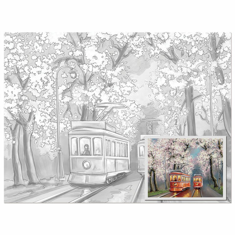 Холст на картоне с контуром BRAUBERG ART CLASSIC УЛОЧКИ, 30х40см, грунтованный, хлопок, 191542