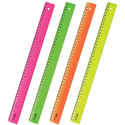 Линейка пластиковая 40 см, Neon, непрозрачная, неоновая, ассорти, ЛН-31437