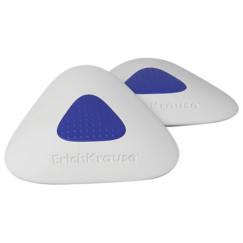 Ластик ERICH KRAUSE Smart&Soft Mini, 36х36х8 мм, белый, треугольный, синий пластиковый держатель, 45552