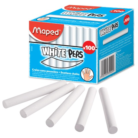 Мел белый MAPED Франция, АНТИПЫЛЬ, набор 100 шт., круглый, 935020