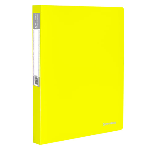 Папка 40 вкладышей BRAUBERG Neon, 25 мм, неоновая желтая, 700 мкм, 227453