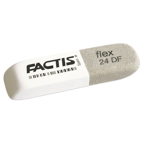 Ластик большой FACTIS Flex 24 DF Испания, 74х20х10 мм, бело-серый, прямоугольный, CCF24DF