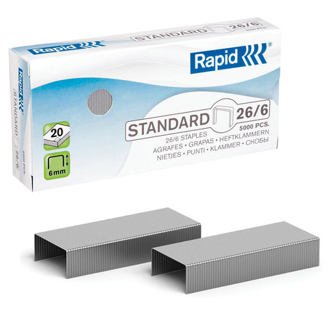 Скобы для степлера RAPID Standard, №24/6, 1000 штук, до 20 листов, 24855600