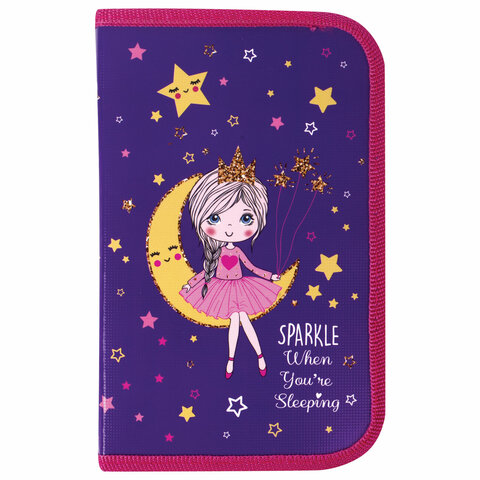 Пенал ПИФАГОР, 1 отделение, ламинированный картон, 19х11 см, MOON PRINCESS, 229149