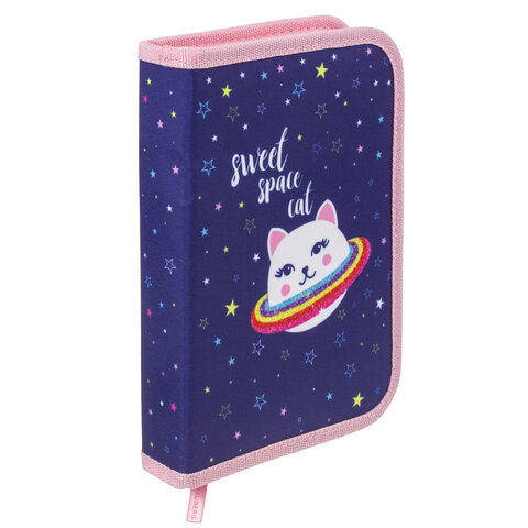Пенал BRAUBERG, 1 отделение, ткань, 20х14 см, Space Cat, 229278