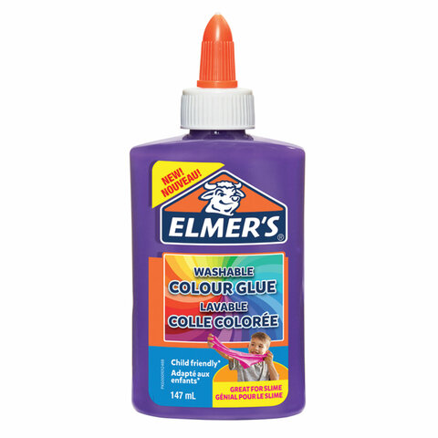 Клей для слаймов канцелярский цветной непрозрачный ELMERS Opaque Glue, 147 мл, фиолетовый, 2109502