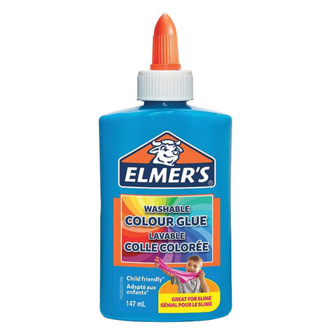 Клей для слаймов канцелярский цветной непрозрачный ELMERS Opaque Glue, 147 мл, синий, 2109500