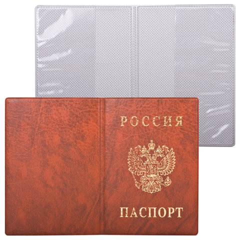 Обложка для паспорта с гербом, ПВХ, печать золотом, светло коричневая, ДПС, 2203.В-104 Обложка для паспорта с гербом, ПВХ, печать золотом, светло коричневая, ДПС, 2203.В-104