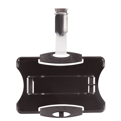 Держатель для пропусков, КОМПЛЕКТ 25 шт., жесткий пластик, металлический поворот, клип, черный, DURABLE Германия, 8118-01