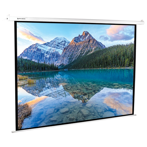 Экран проекционный настенный 180x240 см, матовый, электропривод, 4:3, BRAUBERG MOTO, 236734