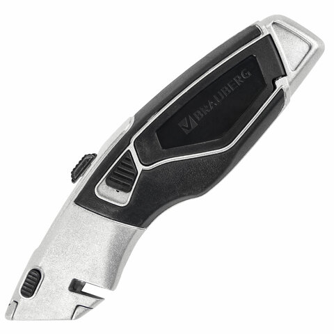 Нож  мощный BRAUBERG Professional, 4 лезвия в комплекте, автофиксатор, металл, 237160