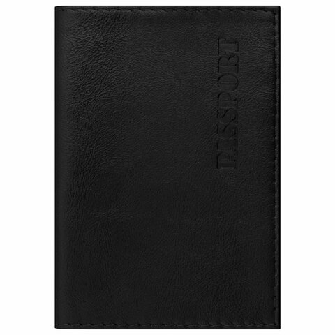 Обложка для паспорта натуральная кожа галант, PASSPORT, черная, BRAUBERG, 237179