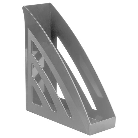 Лоток вертикальный для бумаг BRAUBERG Office style, 245х90х285 мм, серый, 237279