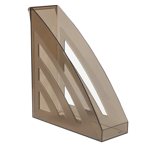 Лоток вертикальный для бумаг BRAUBERG Office style, 245х90х285 мм, тонированный серый, 237281
