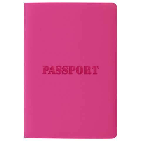 Обложка для паспорта, мягкий полиуретан, PASSPORT, розовая, STAFF, 237605