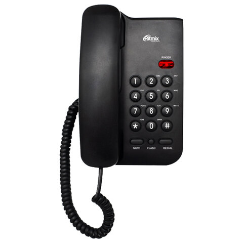 Телефон RITMIX RT-311 black, световая индикация звонка, тональный/импульсный режим, повтор, черный, 80002231 Телефон RITMIX RT-311 black, световая индикация звонка, тональный/импульсный режим, повтор, черный, 80002231