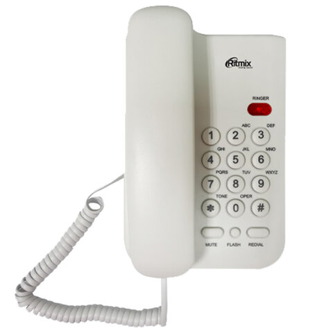Телефон RITMIX RT-311 white, световая индикация звонка, тональный/импульсный режим, повтор, белый, 80002232 Телефон RITMIX RT-311 white, световая индикация звонка, тональный/импульсный режим, повтор, белый, 80002232