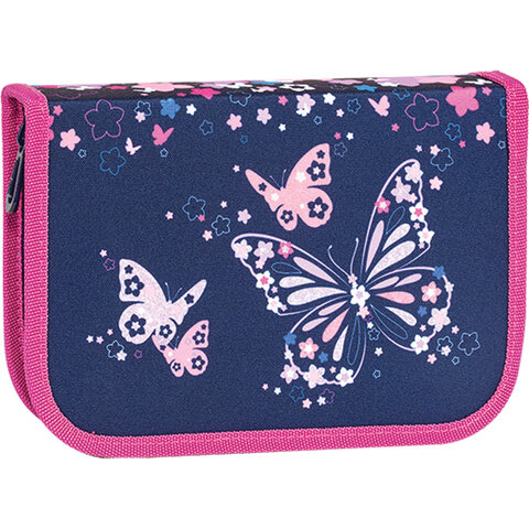 Пенал TIGER FAMILY с наполнением, 1 отделение, 16 предметов, Butterfly Mistery, 20х14х4 см, 270232