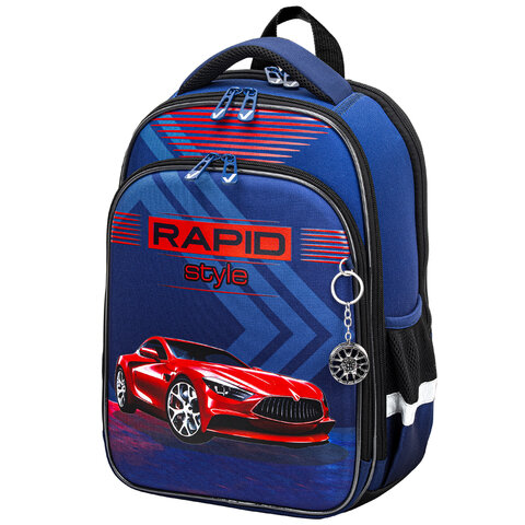 Ранец BRAUBERG QUADRO, 3 отделения, с брелком, Rapid style, 37х28х18 см, 270603