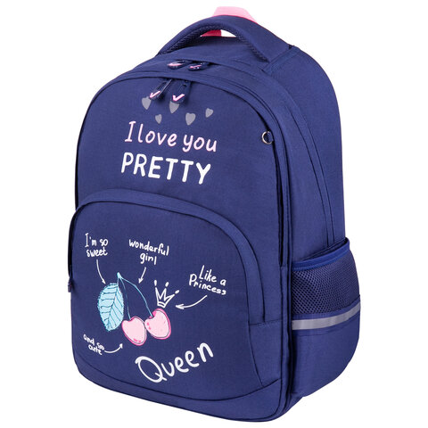 Рюкзак BRAUBERG SOFT, 2 отделения, Cherry queen, СВЕТЯЩИЙСЯ, 40х31х15 см, 270610
