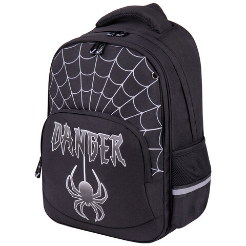 Рюкзак BRAUBERG SOFT, 2 отделения, 3 кармана, Dangerous spider, СВЕТЯЩИЙСЯ, 40х31х15 см, 270612