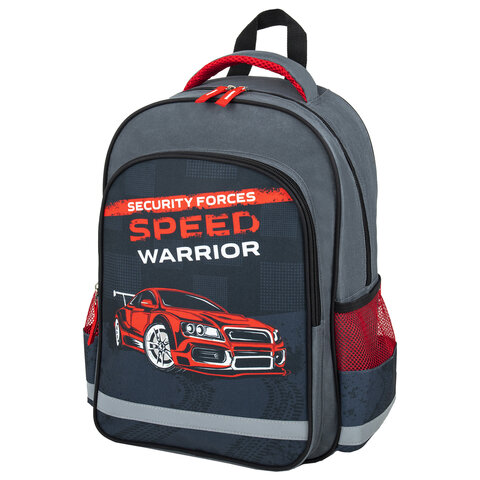 Рюкзак ПИФАГОР SCHOOL для начальной школы, Speed warrior, 38x28х14 см, 270657