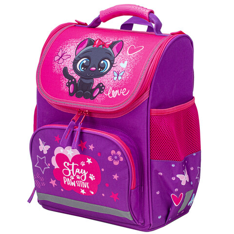 Ранец ПИФАГОР BASIC, с эргономичной спинкой, Black kitten, 35х28х18 см, 270681