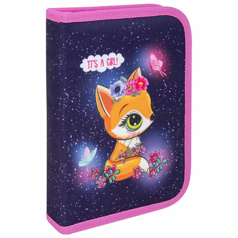 Пенал BRAUBERG, 1 отделение, полиэстер, 21х14 см, Little fox, 270709