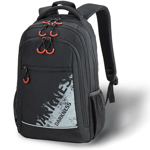 Рюкзак BRAUBERG URBAN , 3 отделения, светоотражающий принт, Darkness, черный, 45х30х14 см, 270754
