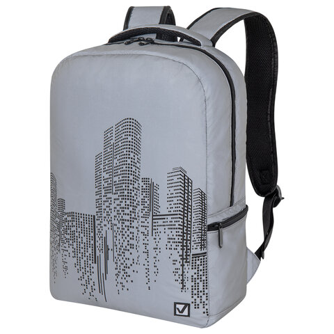 Рюкзак BRAUBERG REFLECTIVE , светоотражающий, City, серый, 42х30х13 см, 270757