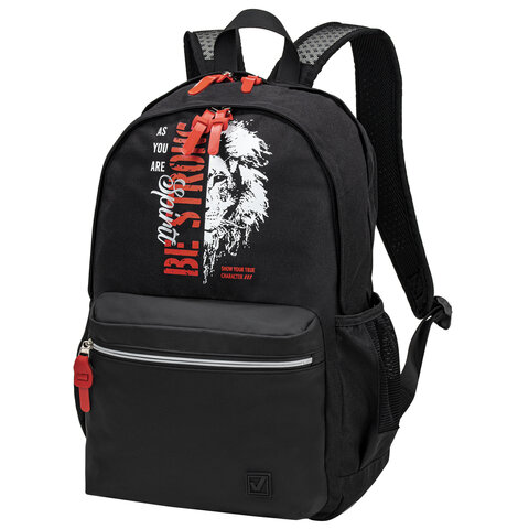 Рюкзак BRAUBERG FASHION CITY , Lion, черный, 46х31х15 см, 270810