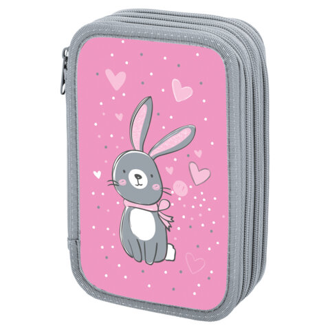Пенал ПИФАГОР, 3 отделения, ламинированный картон, 19х11 см, Adorable bunny, 270892