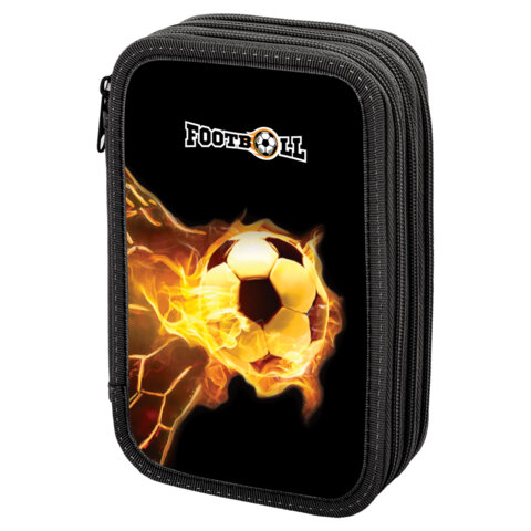 Пенал ПИФАГОР, 3 отделения, ламинированный картон, 19х11 см, Fire goal, 270894